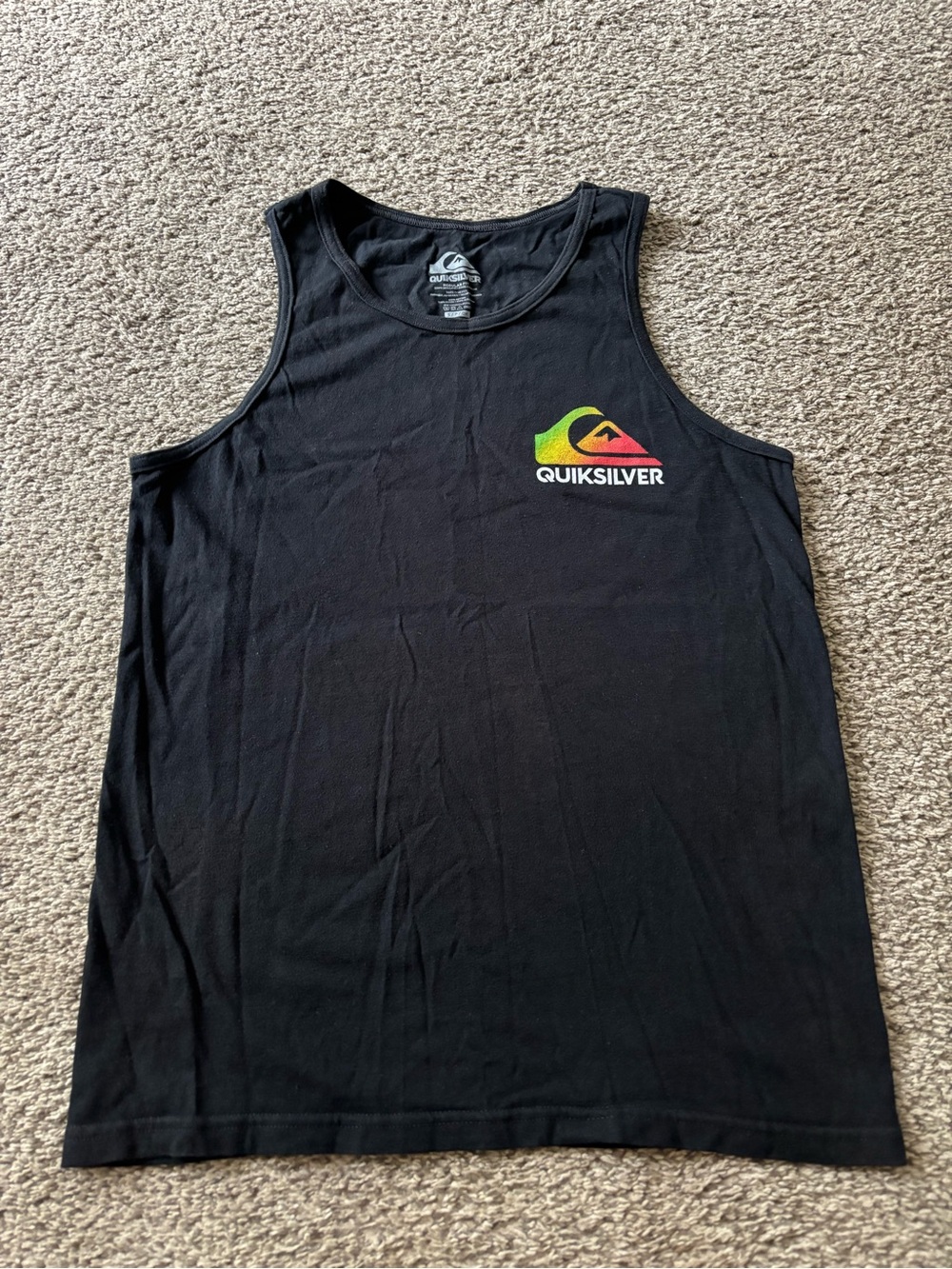 Quiksilver Black Tank Top with Multicolor Logo